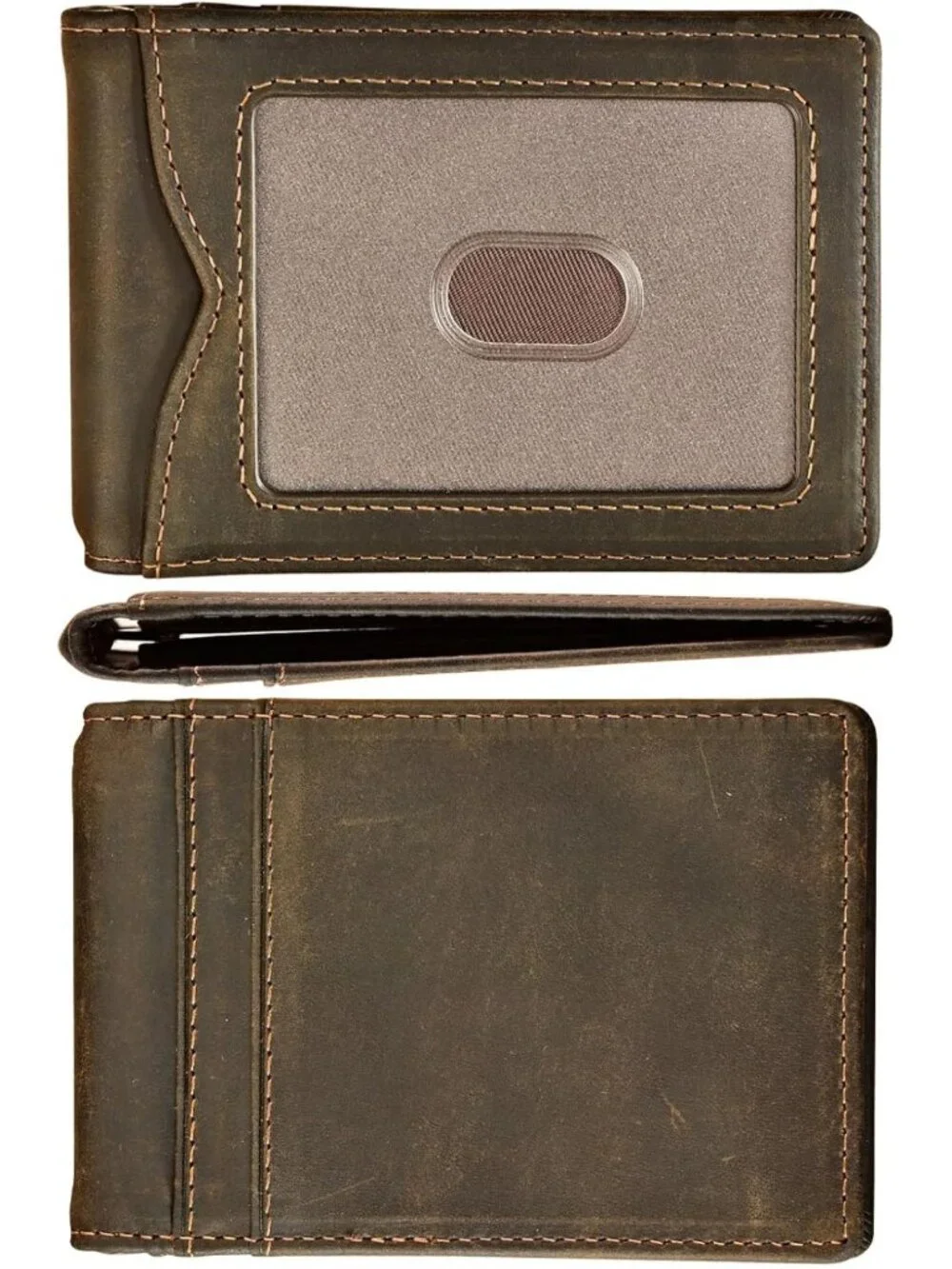 Minimalist RFID Blocking Slim Wallet with Money Clip | Genuine Leather Bifold